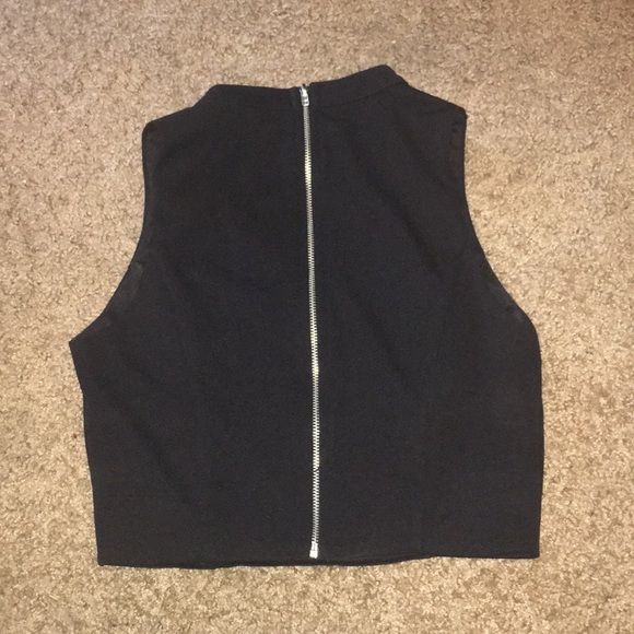 Black Crop Top w/ Cut Outs - Picture 2 of 5